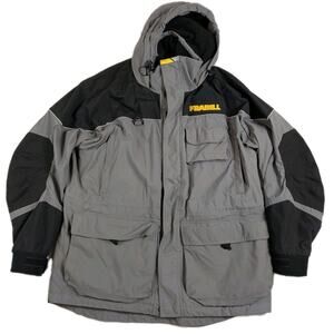 Frabill Jacket Mens Medium Gray Nylon Fleece Lined Hooded Parka Ice Fishing